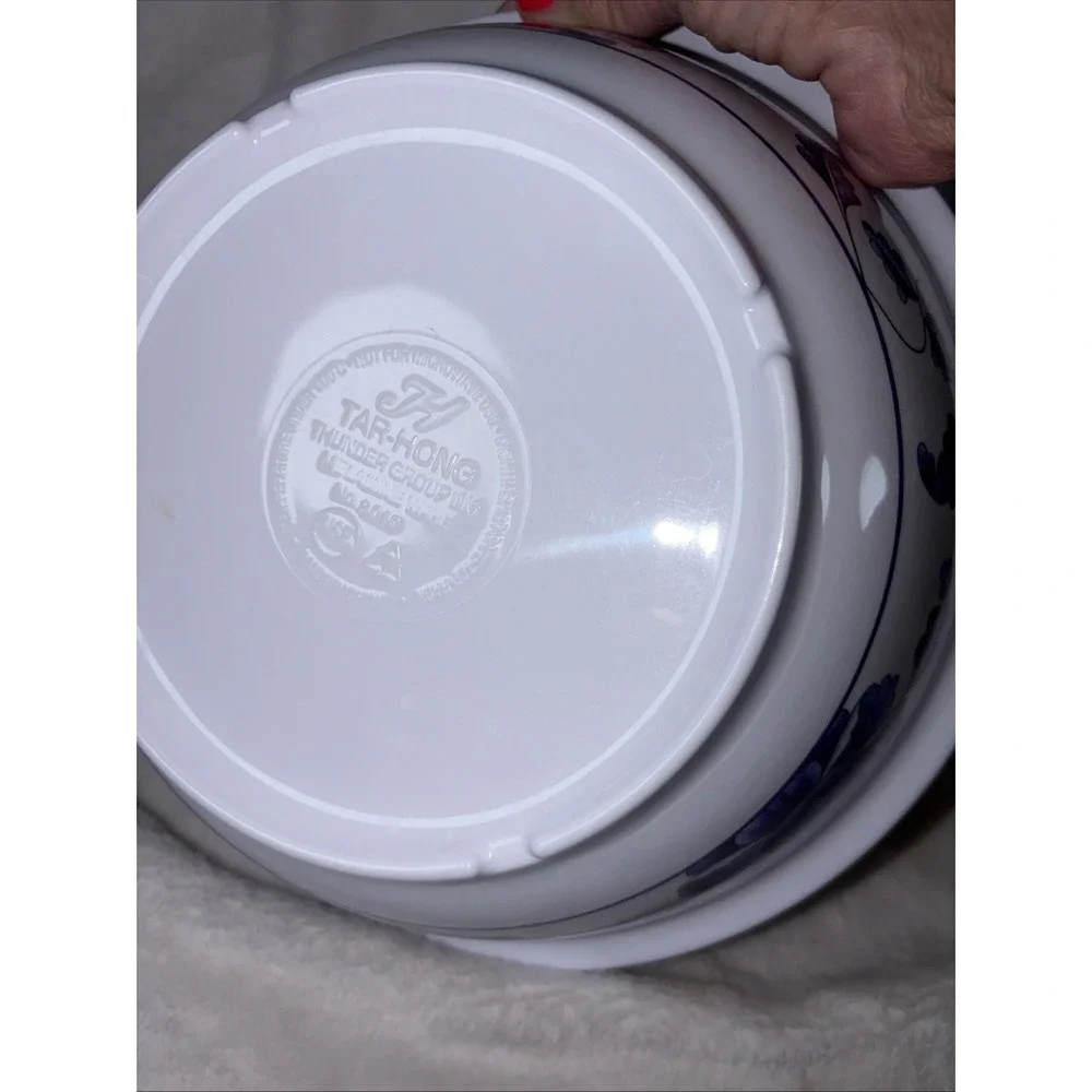 Thunder Group Tar Hong 8010 BL Melamine Serving Bowl Lid Blue White Floral EUC